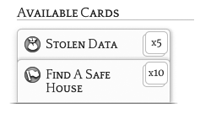 Screenshot of cards available for pickup in a scene