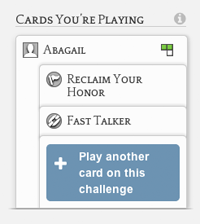 Screenshot of a player playing cards on a challenge